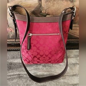 Coach Vintage Leather and Signature Canvas Crossbody - Red